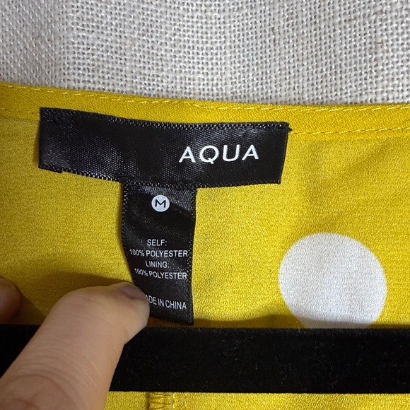 Aqua size M Yellow Polka Dot Women's Top - Picture 3 of 4